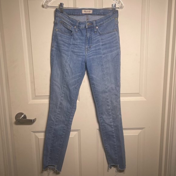 Madewell 9” High Rise Skinny Destructed Distressed Hem Blue Womens 26. - Picture 1 of 10
